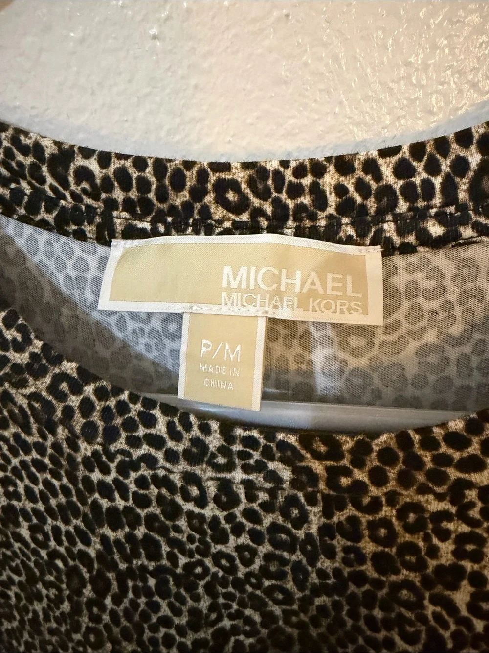 Michael Kors Black and Cream Leopard Print Top